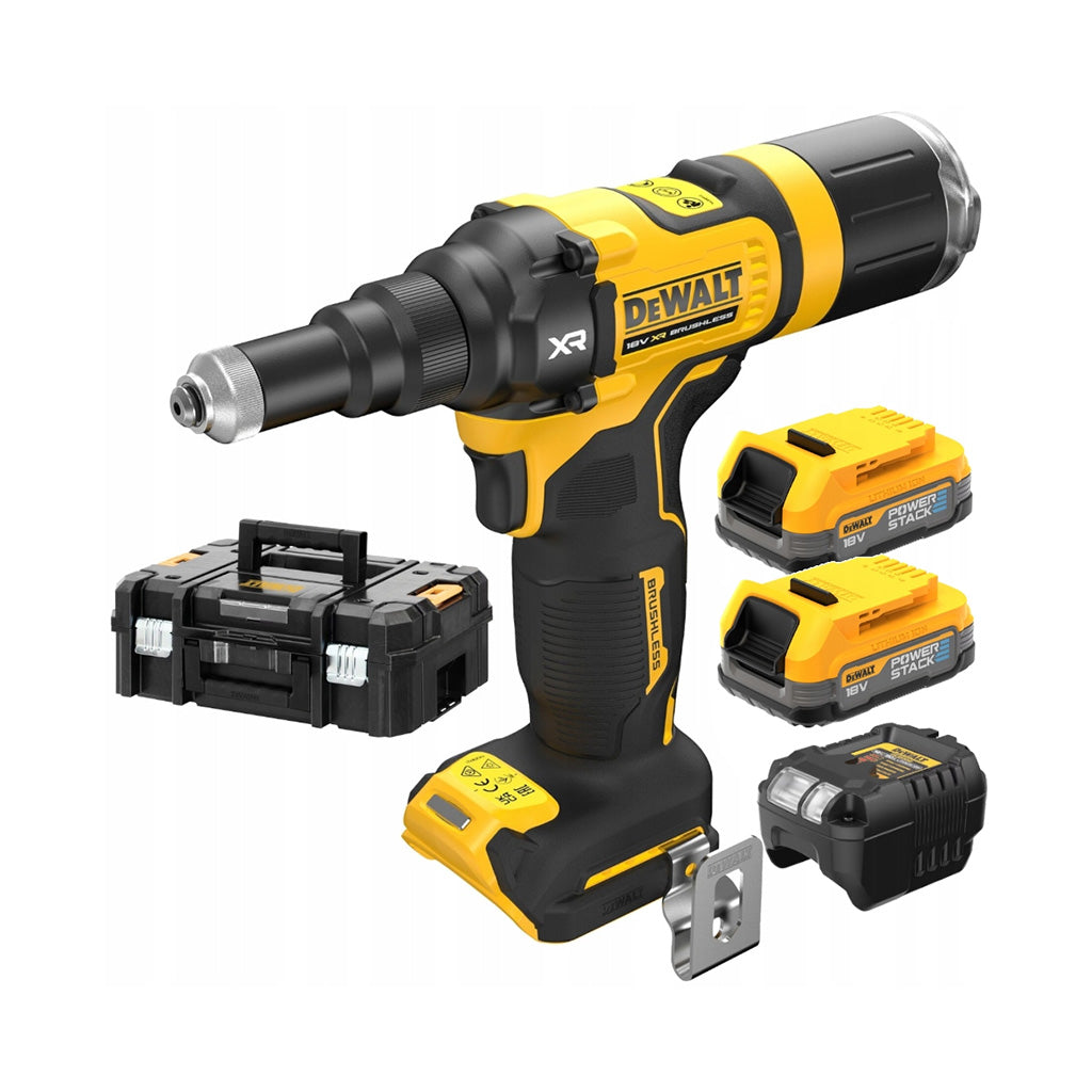 18V POWERSTACK brushless compact riveter (with 2 batteries, charger and case) - DCF414E2GT-QW - DeWALT 18V POWERSTACK brushless compact riveter (with 2 batteries, charger and case) - DCF414E2GT-QW - DeWALT
